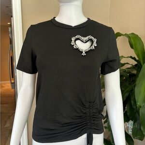 Black Heart Embellished Women's Top
